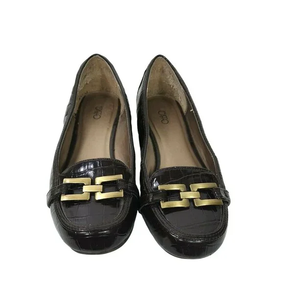 Cato Slip-on Flats Loafers Women Size 9 M Brown Embossed Croc Print - Picture 3 of 7